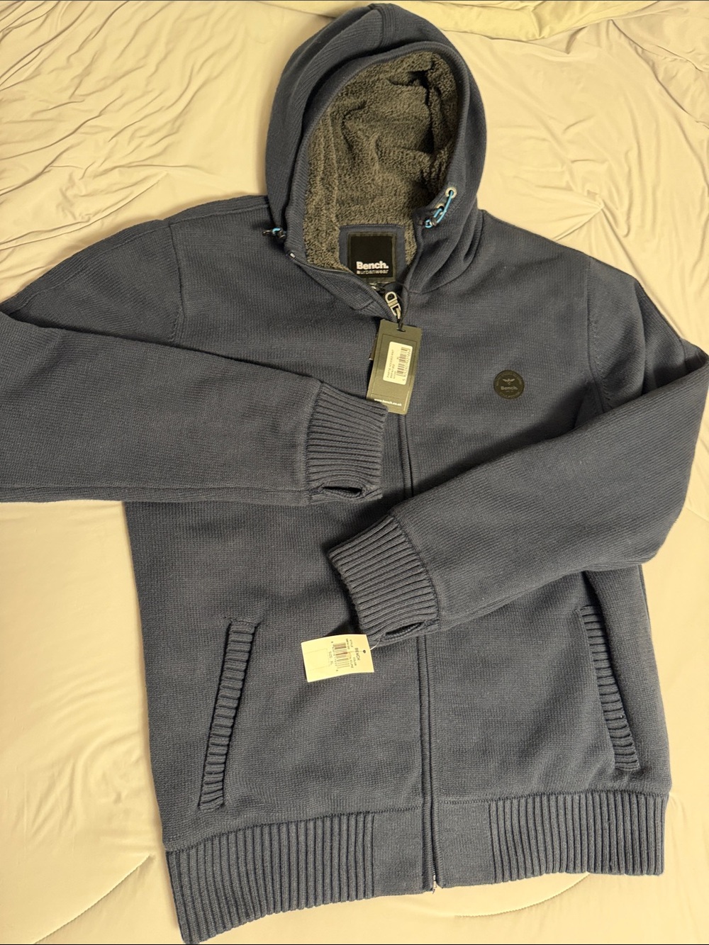Bench Men’s Navy Blue Sherpa-Lined Full Zip Hoodie